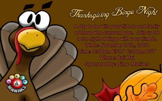 Thanksgiving bingo night - bingo maniacs